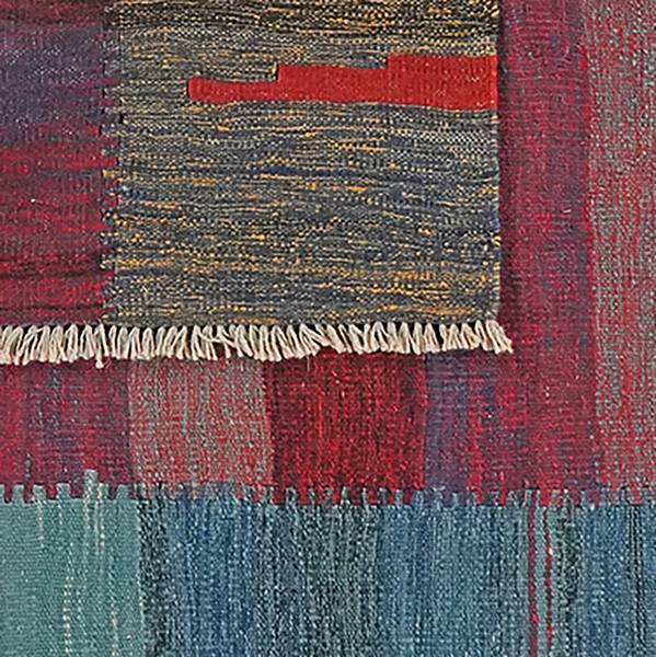 Kurzflorteppich Kelim Gashgai 1456715 Schurwolle - Blau / Rot