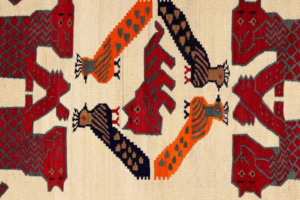Kurzflorteppich Kelim Gashgai 1462659 Schurwolle - Rot / Gelb