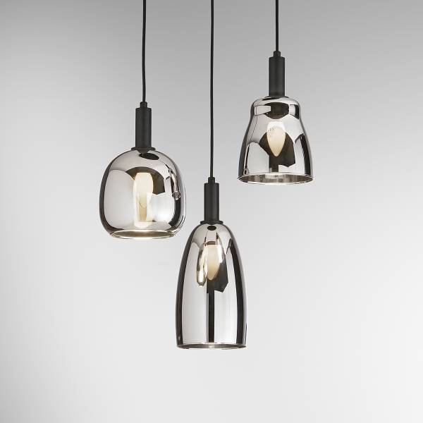 Pendelleuchte Weizen Typ B Klarglas / Aluminium - 3-flammig