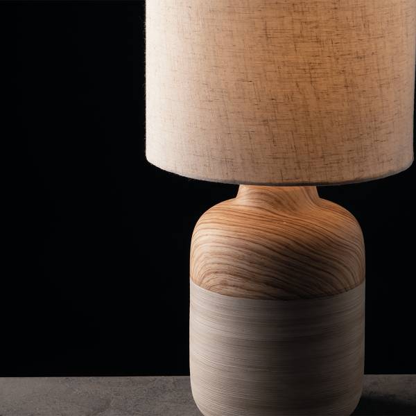Tischleuchte Woody Baumwollstoff / Keramik - 1-flammig - Höhe: 54 cm