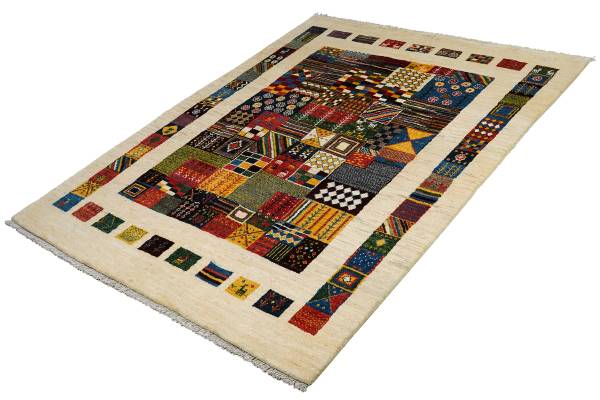 Tappeto pelo lungo Gabbeh Sonnat 2179994 Lana vergine - Rosso / Beige