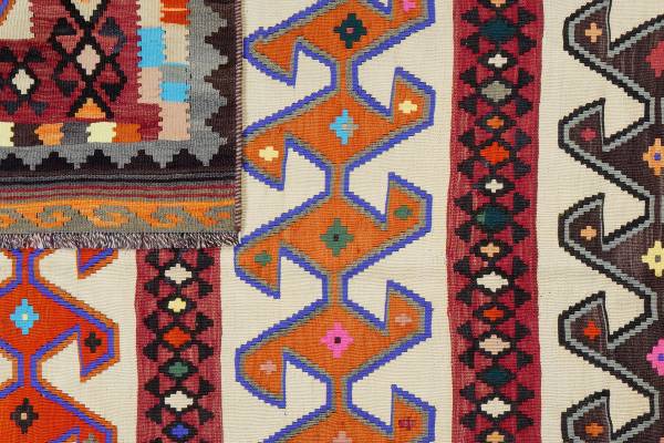 Tappeto pelo corto Kelim Gashgai 2178769 Lana vergine - Multicolore