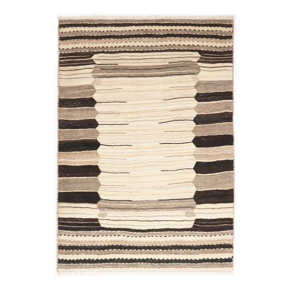 Kurzflorteppich Kelim Gashgai 2015125 Schurwolle - Mehrfarbig