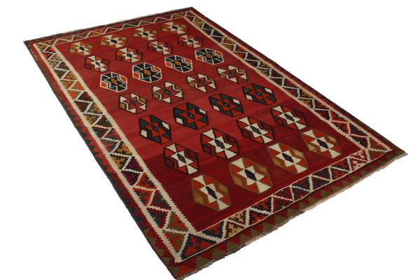 Kurzflorteppich Kelim Gashgai 2075034 Schurwolle - Mehrfarbig
