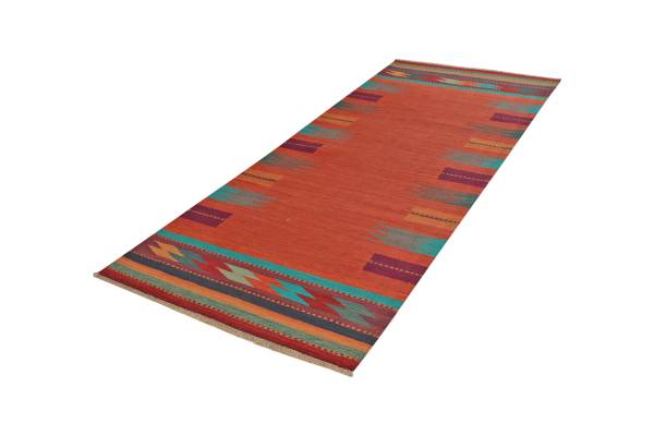 Laagp. vloerkleed Kelim Gashgai 2175749 scheerwol - rood/beige