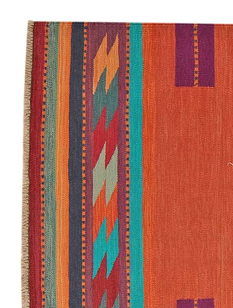 Laagp. vloerkleed Kelim Gashgai 2175749 scheerwol - rood/beige