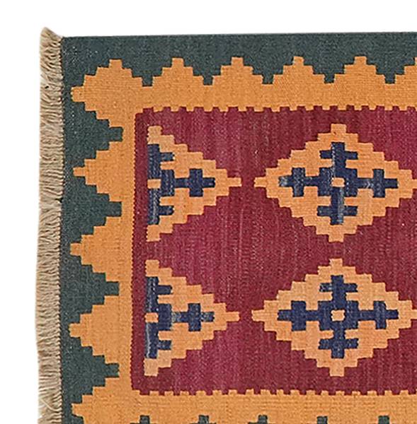 Kurzflorteppich Kelim Gashgai 2168177 Schurwolle - Rot / Beige