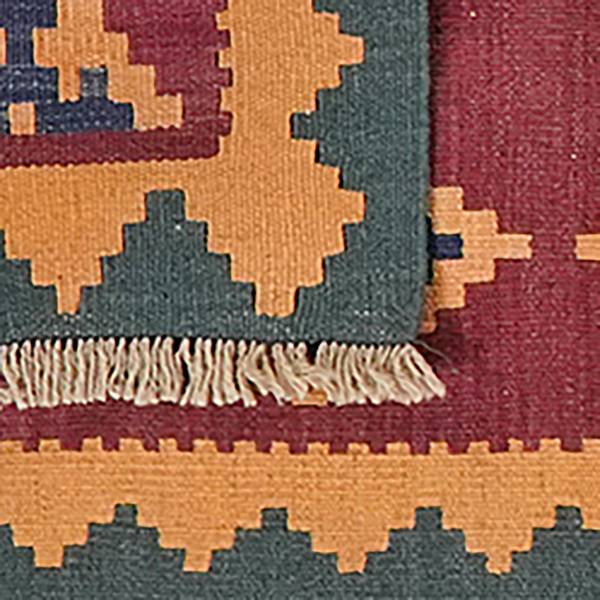 Kurzflorteppich Kelim Gashgai 2168177 Schurwolle - Rot / Beige