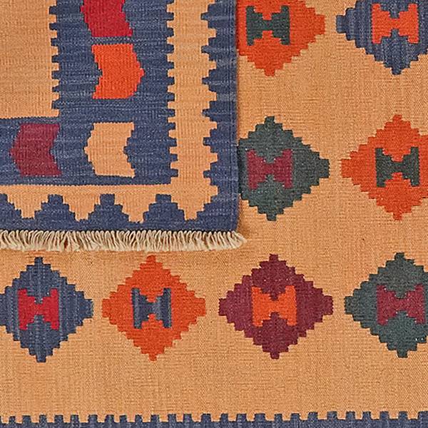 Kurzflorteppich Kelim Gashgai 2168261 Schurwolle - Beige / Rot