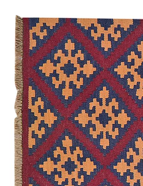 Tappeto pelo corto Kelim Gashgai 2172610 Lana vergine - Beige / Blu