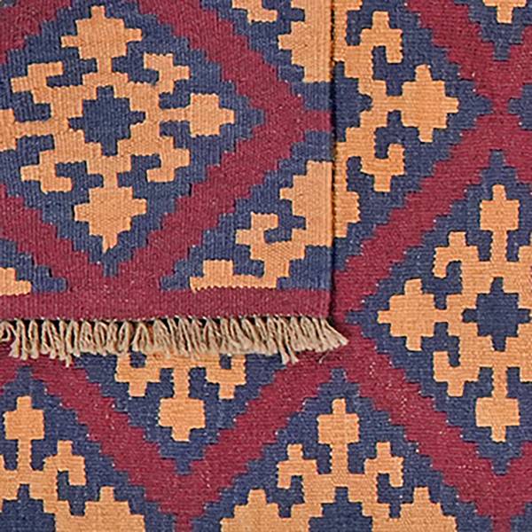 Tappeto pelo corto Kelim Gashgai 2172610 Lana vergine - Beige / Blu
