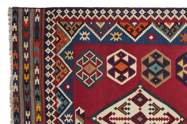 Tappeto pelo corto Kelim Gashgai 2014286 Lana vergine - Multicolore