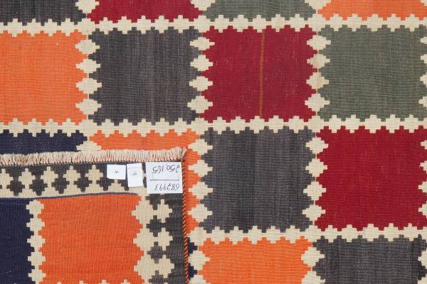 Kurzflorteppich Kelim Gashgai 2014294 Schurwolle - Mehrfarbig