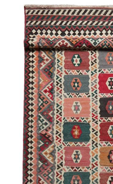 Kurzflorteppich Kelim Gashgai 2180184 Schurwolle - Blau