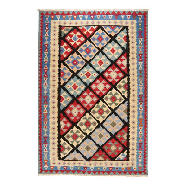 Laagp. vloerkleed Kelim Gashgai 2165356 scheerwol - rood/beige