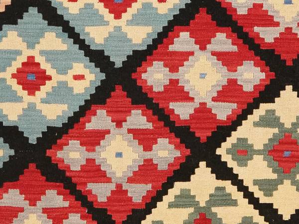 Laagp. vloerkleed Kelim Gashgai 2165356 scheerwol - rood/beige