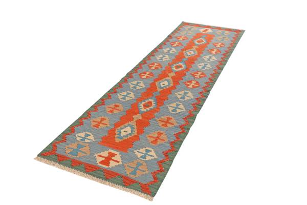 Tapis poils courts Kelim Gashgai 2136469 Laine vierge - Rouge / Beige