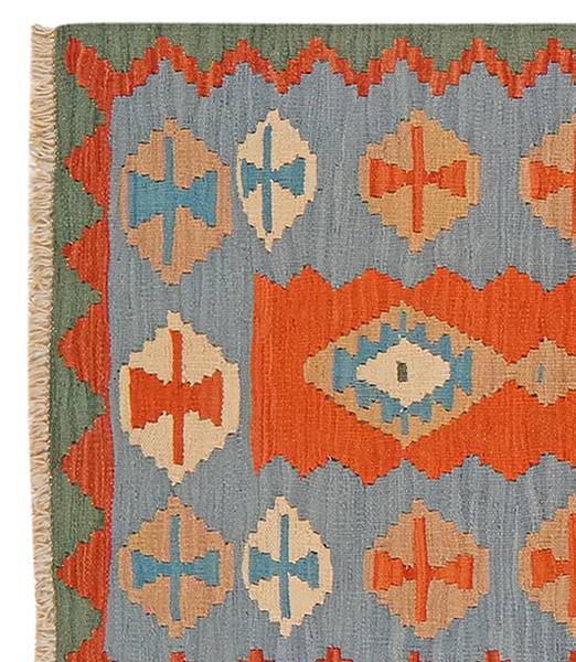 Tapis poils courts Kelim Gashgai 2136469 Laine vierge - Rouge / Beige
