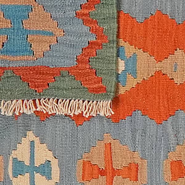 Tapis poils courts Kelim Gashgai 2136469 Laine vierge - Rouge / Beige