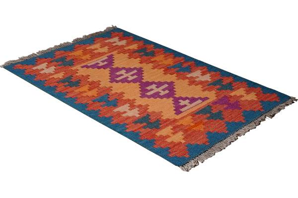 Laagp. vloerkleed Kelim Gashgai 2177470 scheerwol - rood/geel