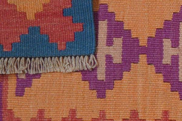 Laagp. vloerkleed Kelim Gashgai 2177470 scheerwol - rood/geel