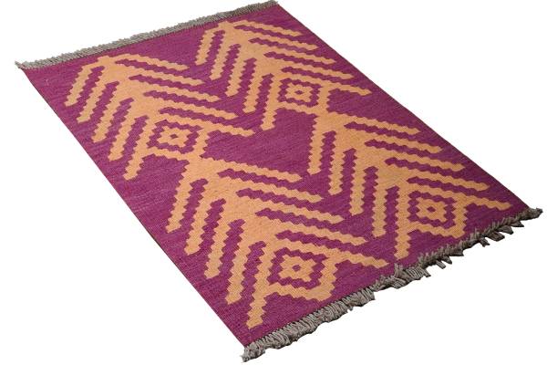 Tapis poils courts Kelim Gashgai 2177535 Laine vierge - Bleu