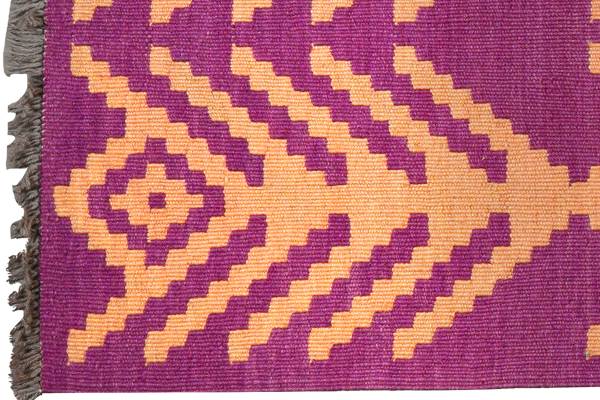 Tapis poils courts Kelim Gashgai 2177535 Laine vierge - Bleu