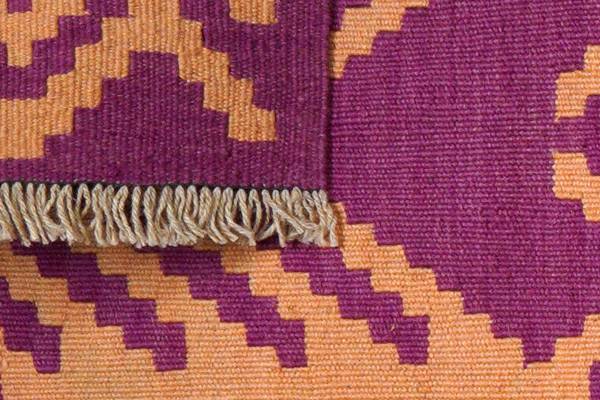 Tapis poils courts Kelim Gashgai 2177535 Laine vierge - Bleu