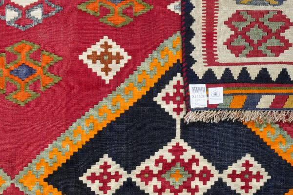 Kurzflorteppich Kelim Gashgai 2145029 Schurwolle - Rot / Beige