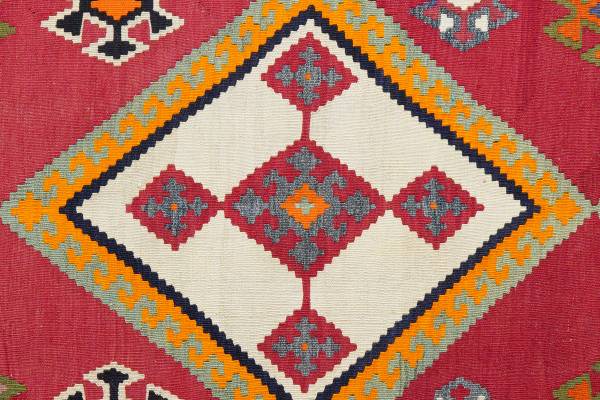 Kurzflorteppich Kelim Gashgai 2145029 Schurwolle - Rot / Beige