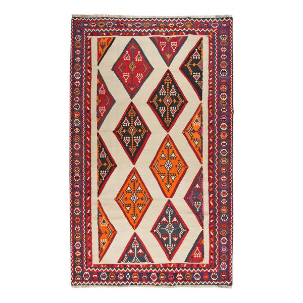 Kurzflorteppich Kelim Gashgai 2148679 Schurwolle - Rot / Beige