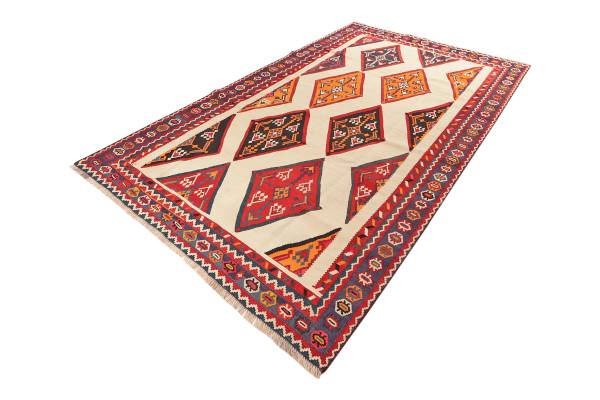 Kurzflorteppich Kelim Gashgai 2148679 Schurwolle - Rot / Beige