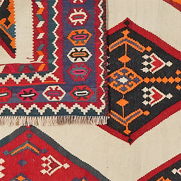 Kurzflorteppich Kelim Gashgai 2148679 Schurwolle - Rot / Beige