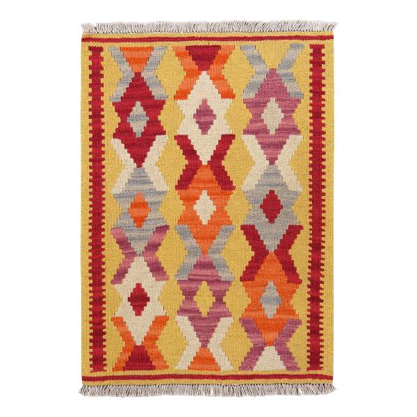 Kurzflorteppich Kelim Gashgai 2178558 Schurwolle - Blau / Beige
