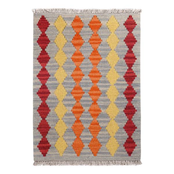 Tappeto pelo corto Kelim Gashgai 2178563 Lana vergine - Rosso / Beige