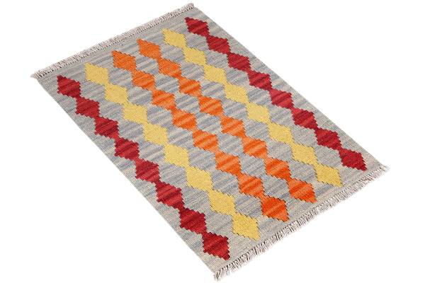 Tappeto pelo corto Kelim Gashgai 2178563 Lana vergine - Rosso / Beige