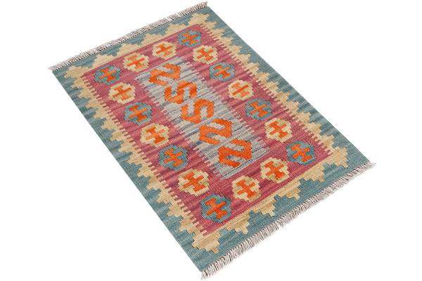 Tapis poils courts Kelim Gashgai 2178565 Laine vierge - Rouge