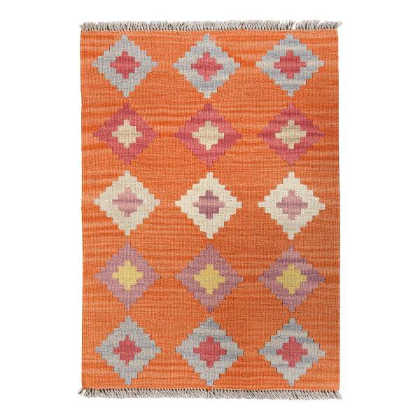 Tappeto pelo corto Kelim Gashgai 2178826 Lana vergine - Beige