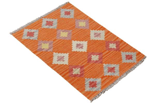 Tappeto pelo corto Kelim Gashgai 2178826 Lana vergine - Beige