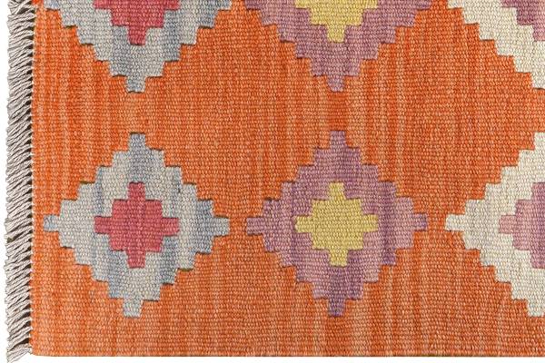 Tappeto pelo corto Kelim Gashgai 2178826 Lana vergine - Beige