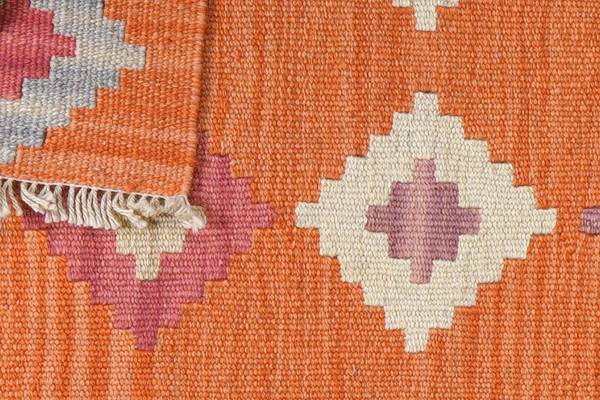 Tappeto pelo corto Kelim Gashgai 2178826 Lana vergine - Beige
