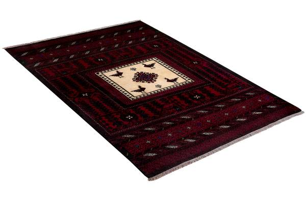 Tappeto a pelo corto Belutch 2180188 Lana vergine - Blu / Rosso