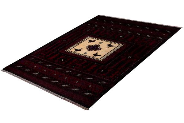 Tappeto a pelo corto Belutch 2180188 Lana vergine - Blu / Rosso