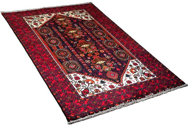 Tappeto a pelo corto Belutch 2177705 Lana vergine - Nero / Rosso
