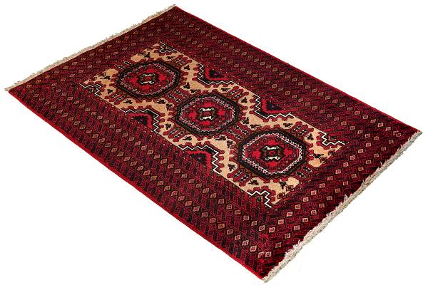 Kurzflorteppich Belutch 2179308 Schurwolle - Beige / Rot