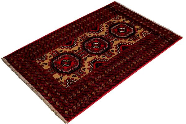 Kurzflorteppich Belutch 2179308 Schurwolle - Beige / Rot