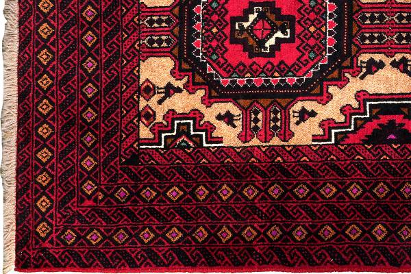 Kurzflorteppich Belutch 2179308 Schurwolle - Beige / Rot