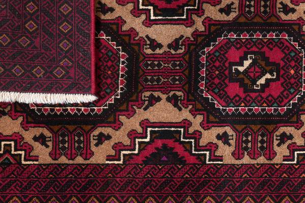 Kurzflorteppich Belutch 2179308 Schurwolle - Beige / Rot