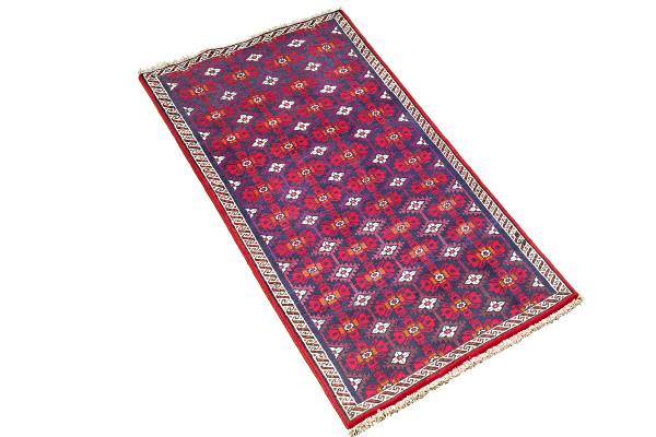 Tappeto a pelo corto Belutch 2179147 Lana vergine - Blu / Beige
