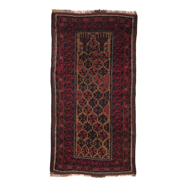 Laagpolig vloerkleed Belutch 13146 scheerwol - bruin/rood
